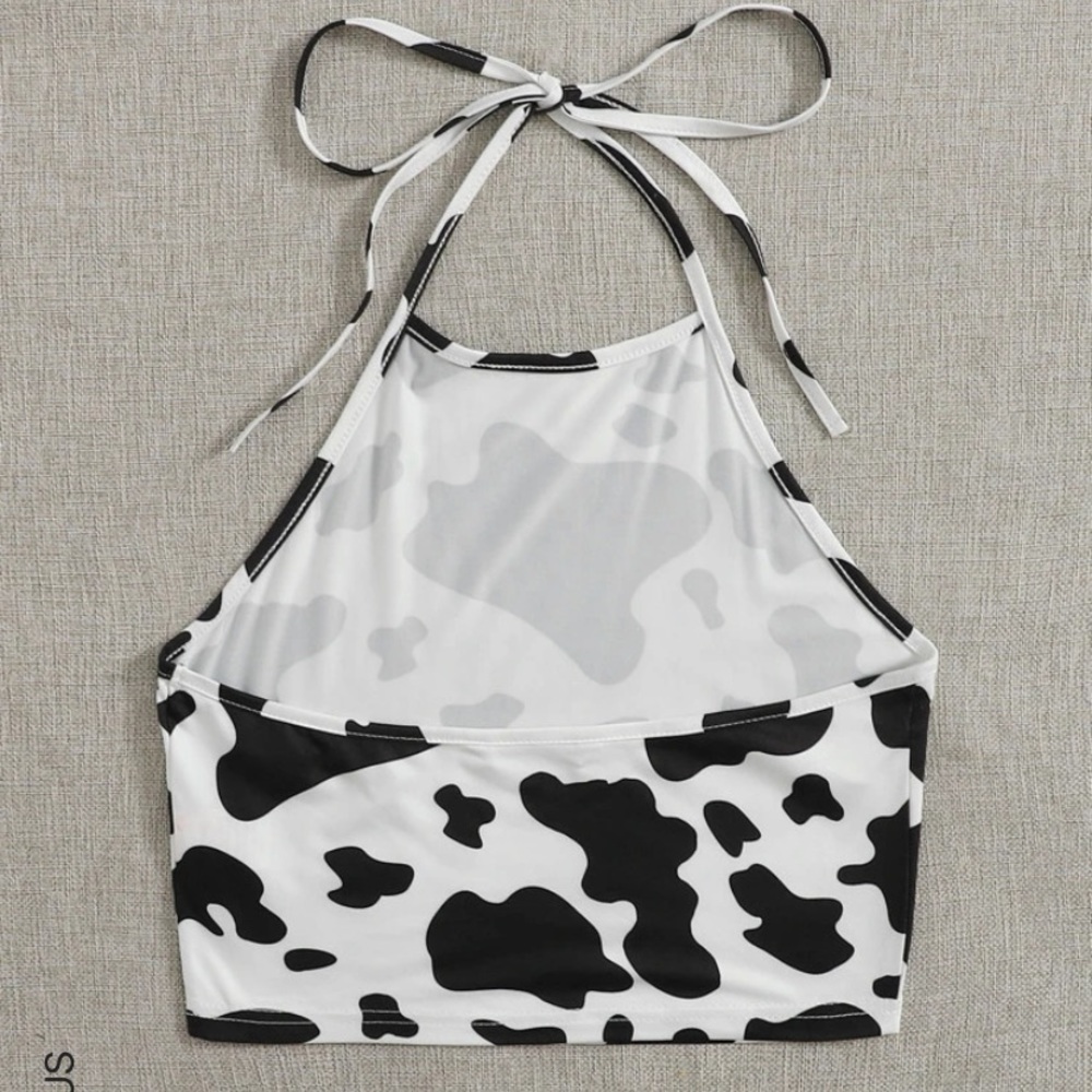 SHEIN Cow pattern halter neck top